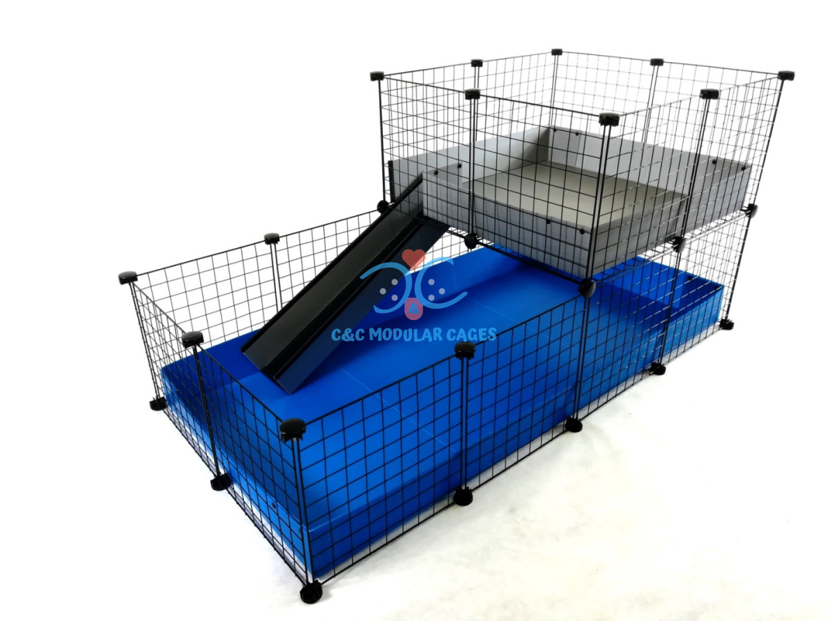 Klatka piętrowa modułowa C&C Cage 4x2 + Piętro 2x2 + Rampa dla świnki morskiej królika