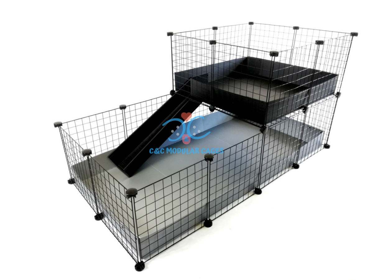 Klatka piętrowa modułowa C&C Cage 4x2 + Piętro 2x2 + Rampa dla świnki morskiej królika