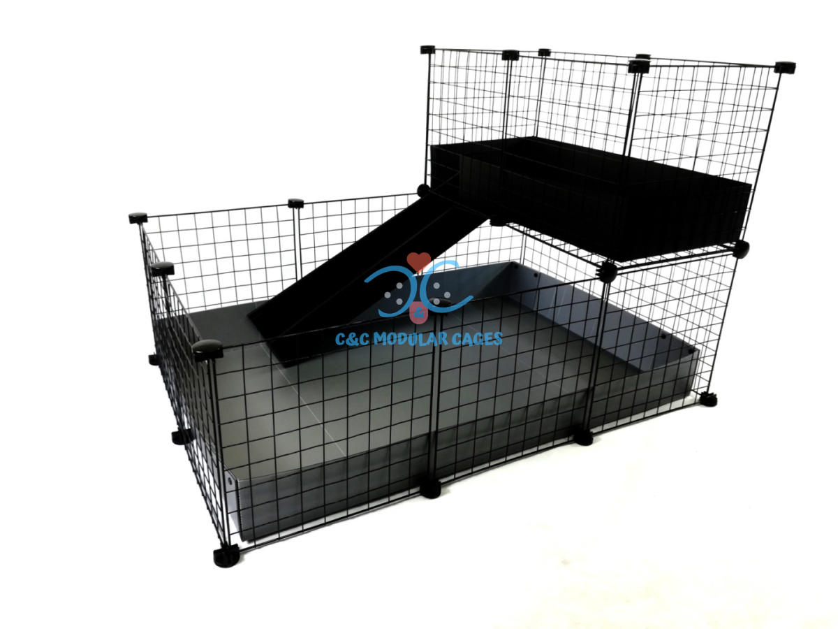 Piętrowa klatka modułowa C&C Cage 3x2 + Piętro 2x1 + Rampa, piętrowa klatka dla świnki morskiej królika